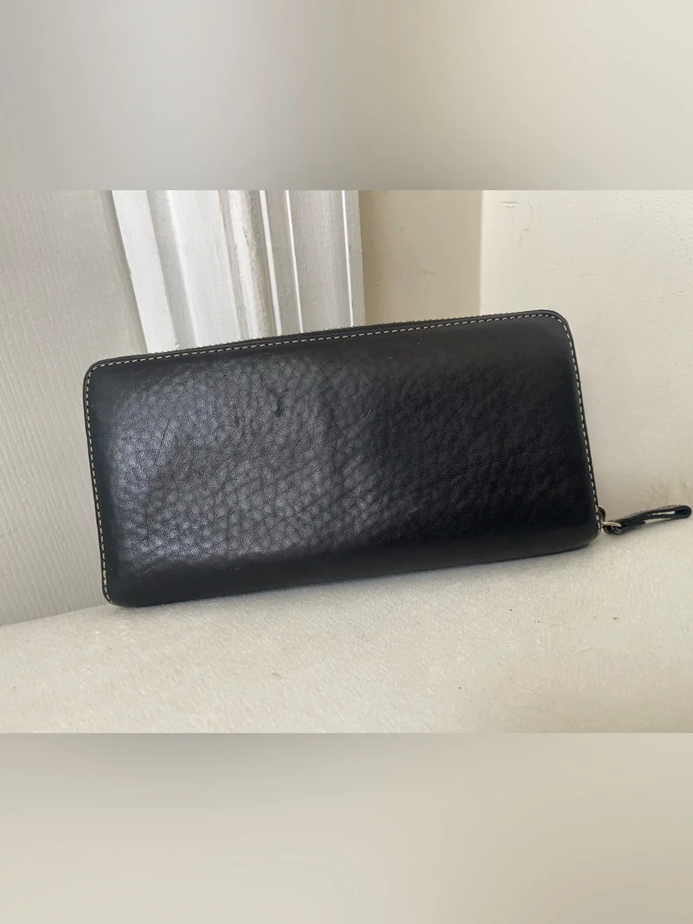 Coach Black Leather Zip Wallet
